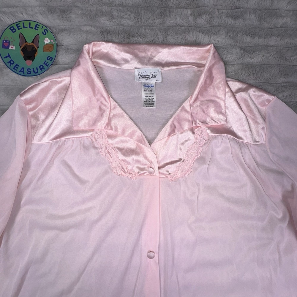 VTG Vanity Fair Pink Champagne Button Up Night Gown Robe NWT Deadstock USA Made - Picture 4 of 9